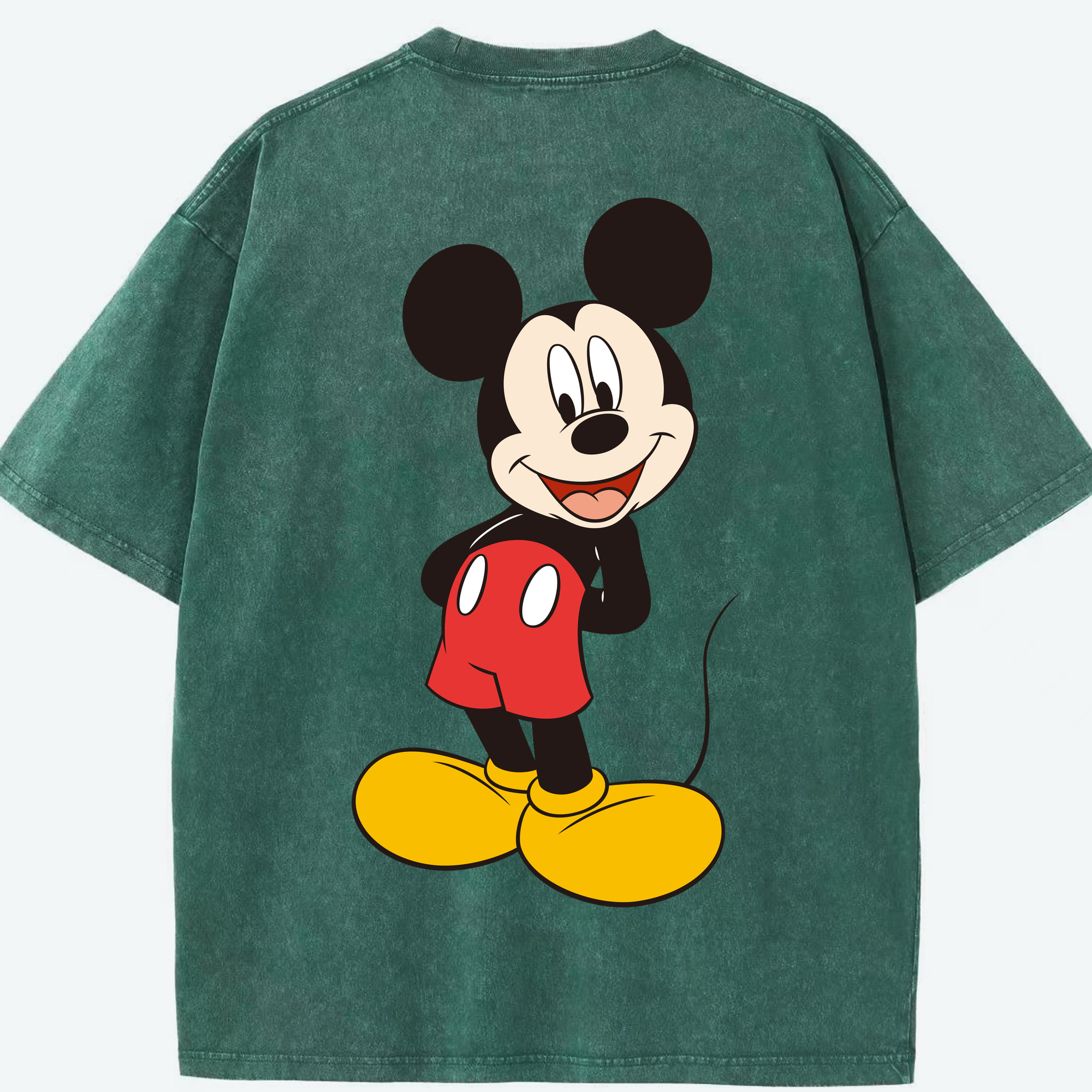（画像用） ミッキーマウス Mickey Mouse 綿100% ヴィンテージ風 半袖Tシャツ（背面プリント）